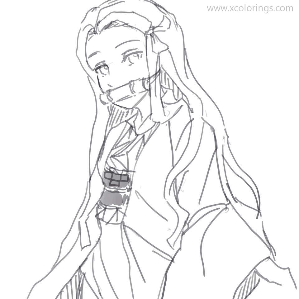 Demon Slayer Coloring Pages Nezuko Printable - XColorings.com