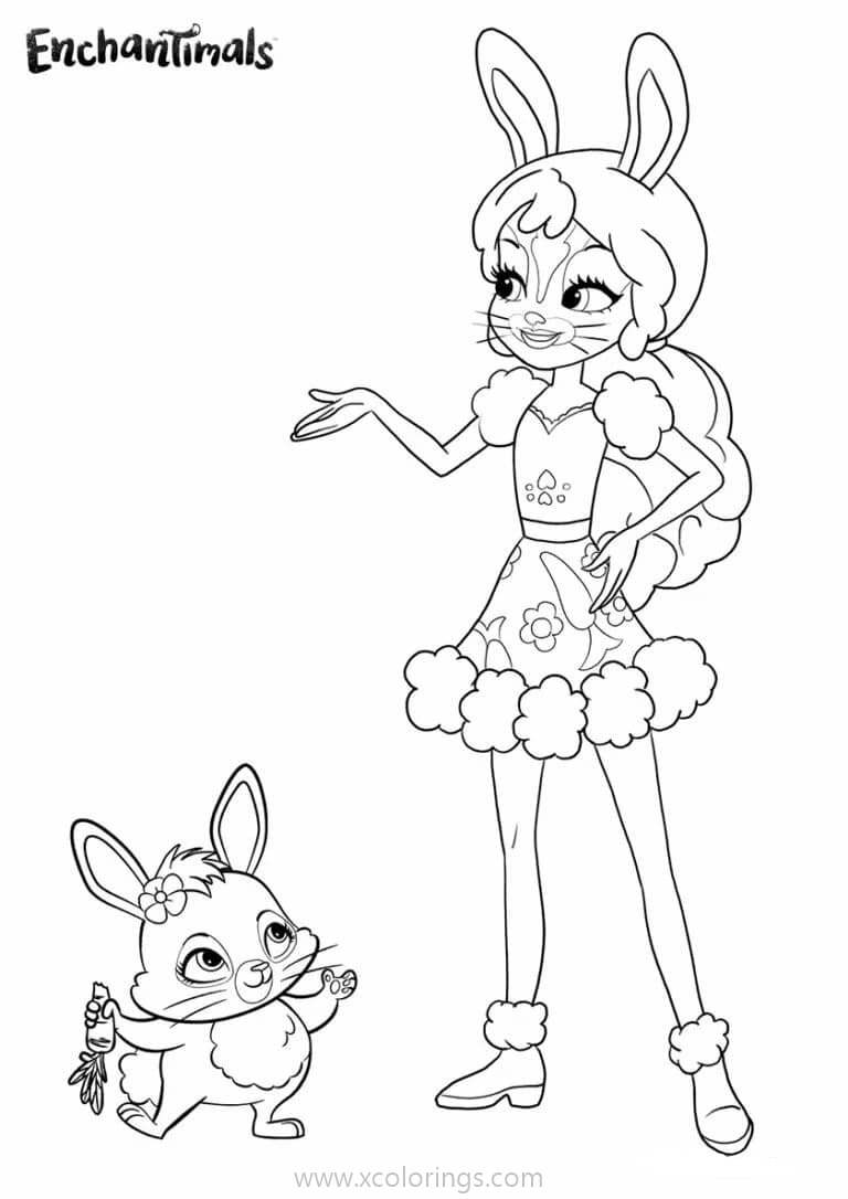 Free Enchantimals Coloring Pages Bree Bunny and Rabbit Pet printable