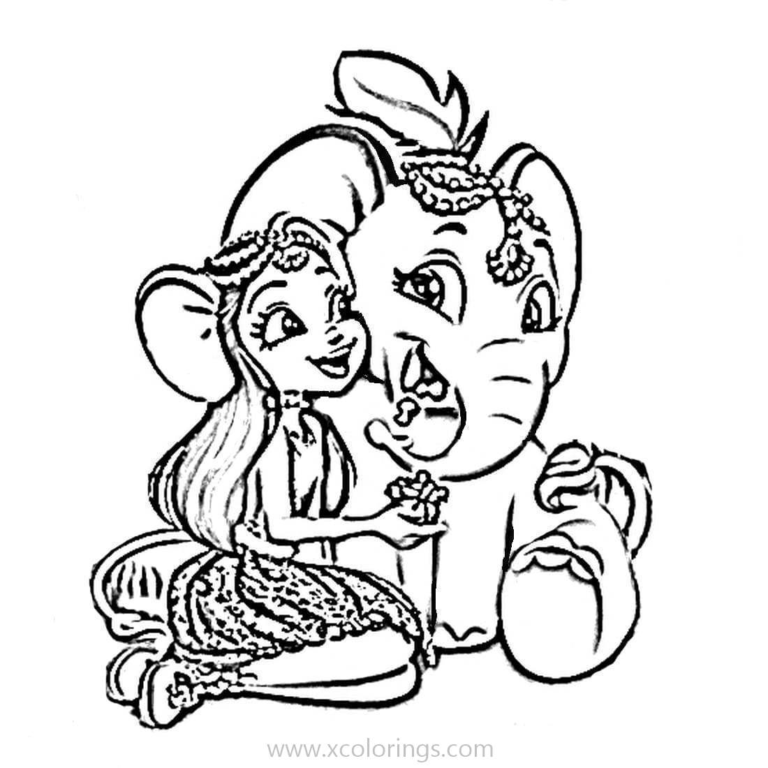 Free Enchantimals Coloring Pages Ekaterina Elephant and Antic printable