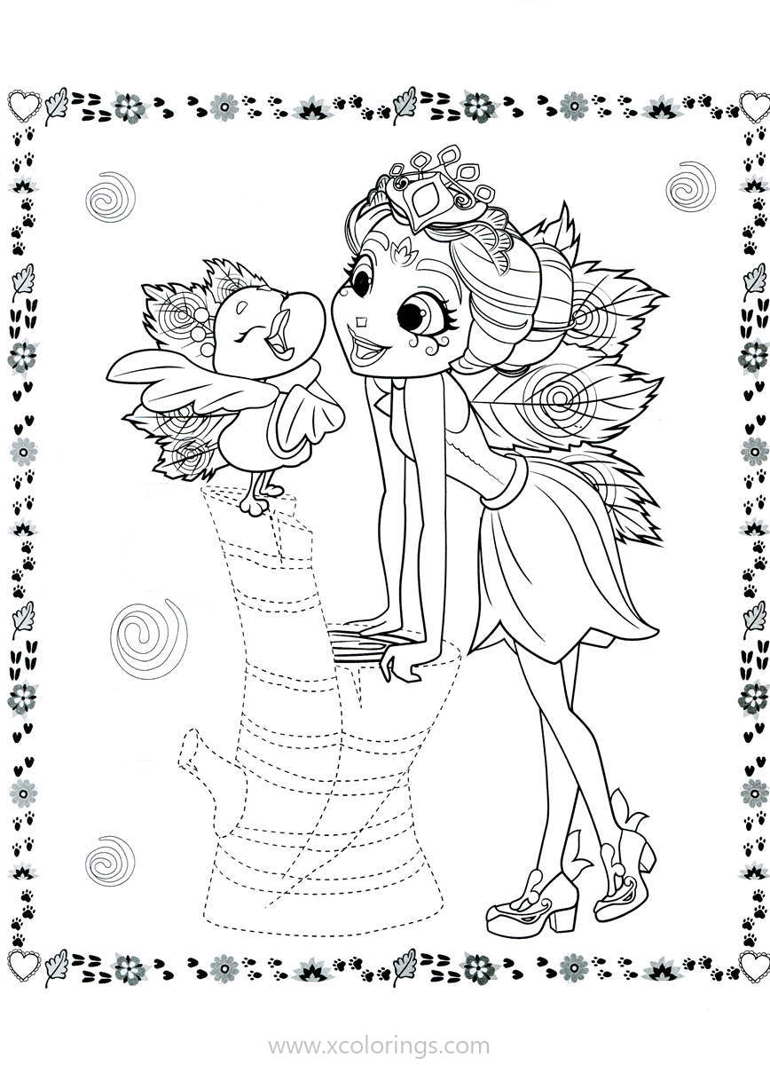 Free Enchantimals Coloring Pages Flap and Patter Peacock printable