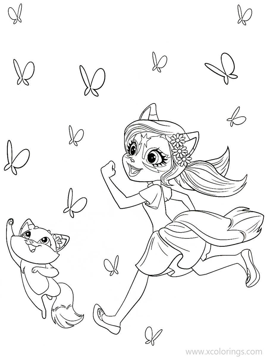 Free Enchantimals Coloring Pages Flick and Felicity Fox printable