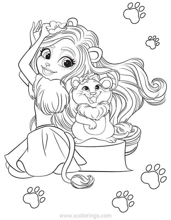Free Enchantimals Coloring Pages Lion and Snazzy printable