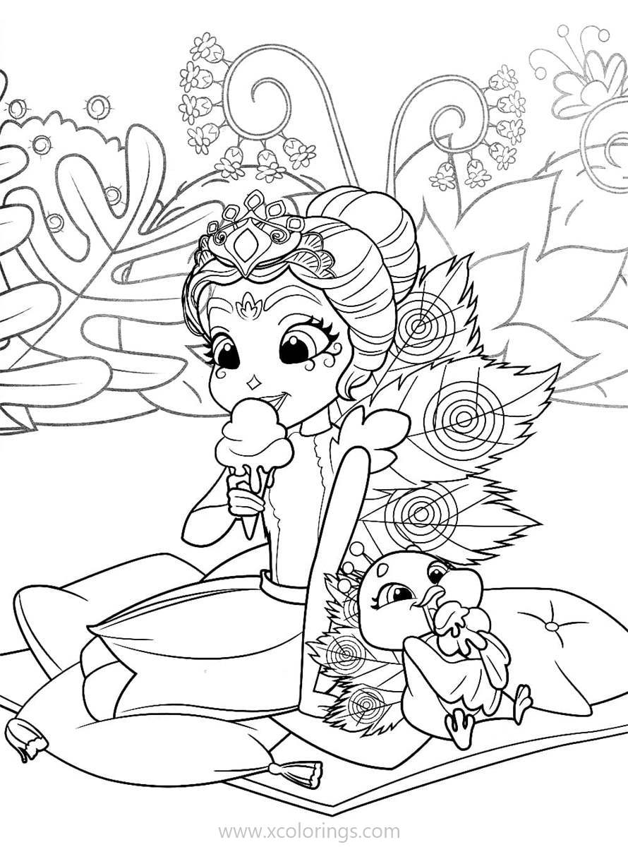 Free Enchantimals Coloring Pages Patter Peacock Eating Ice Cream printable