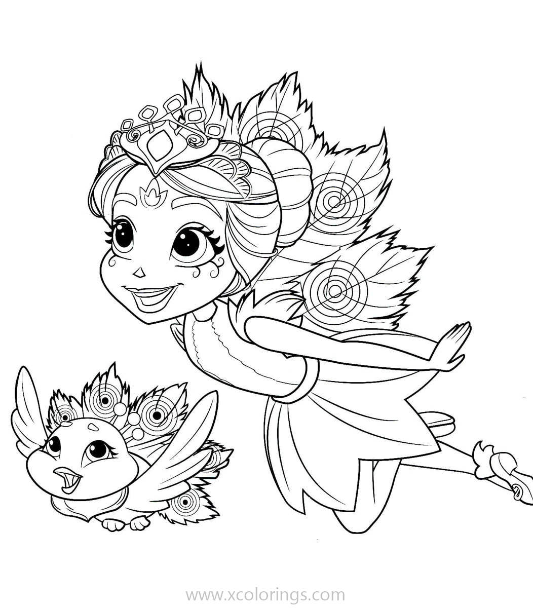 Free Enchantimals Coloring Pages Patter Peacock and Flap Are Flying printable