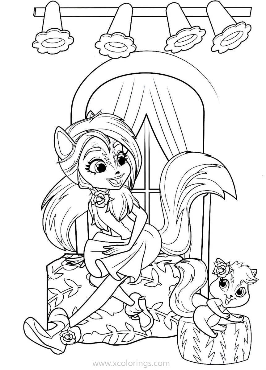 Free Enchantimals Sage Skunk and Caper Coloring Pages printable