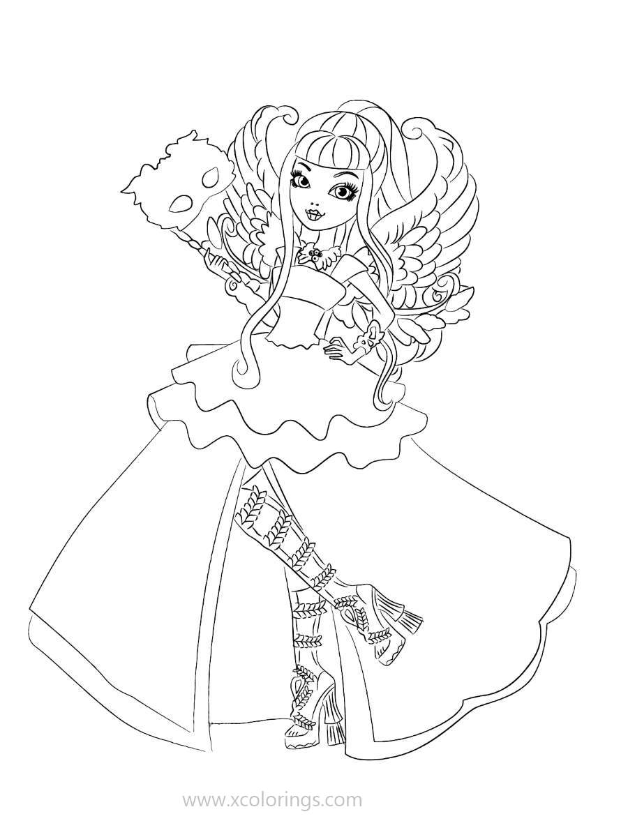 Free Ever After High Coloring Pages Girl with Mask printable