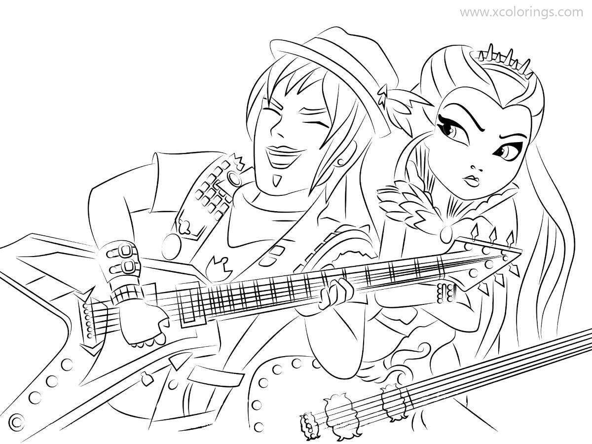 Free Ever After High Coloring Pages Playing Guitar printable