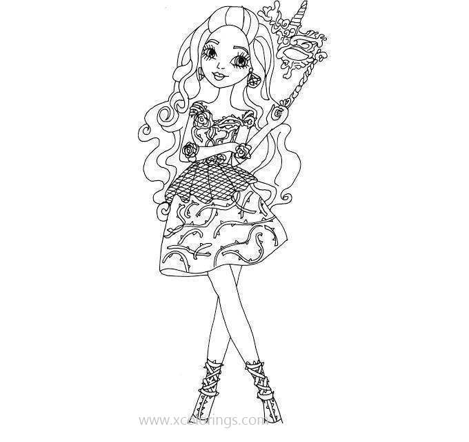 Free Ever After High Dolls Coloring Pages Briar Beauty with Mask printable