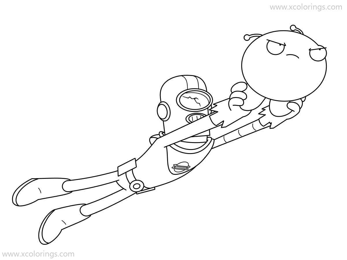 Free Final Space Coloring Pages Gary Goodspeed Flying with Mooncake printable