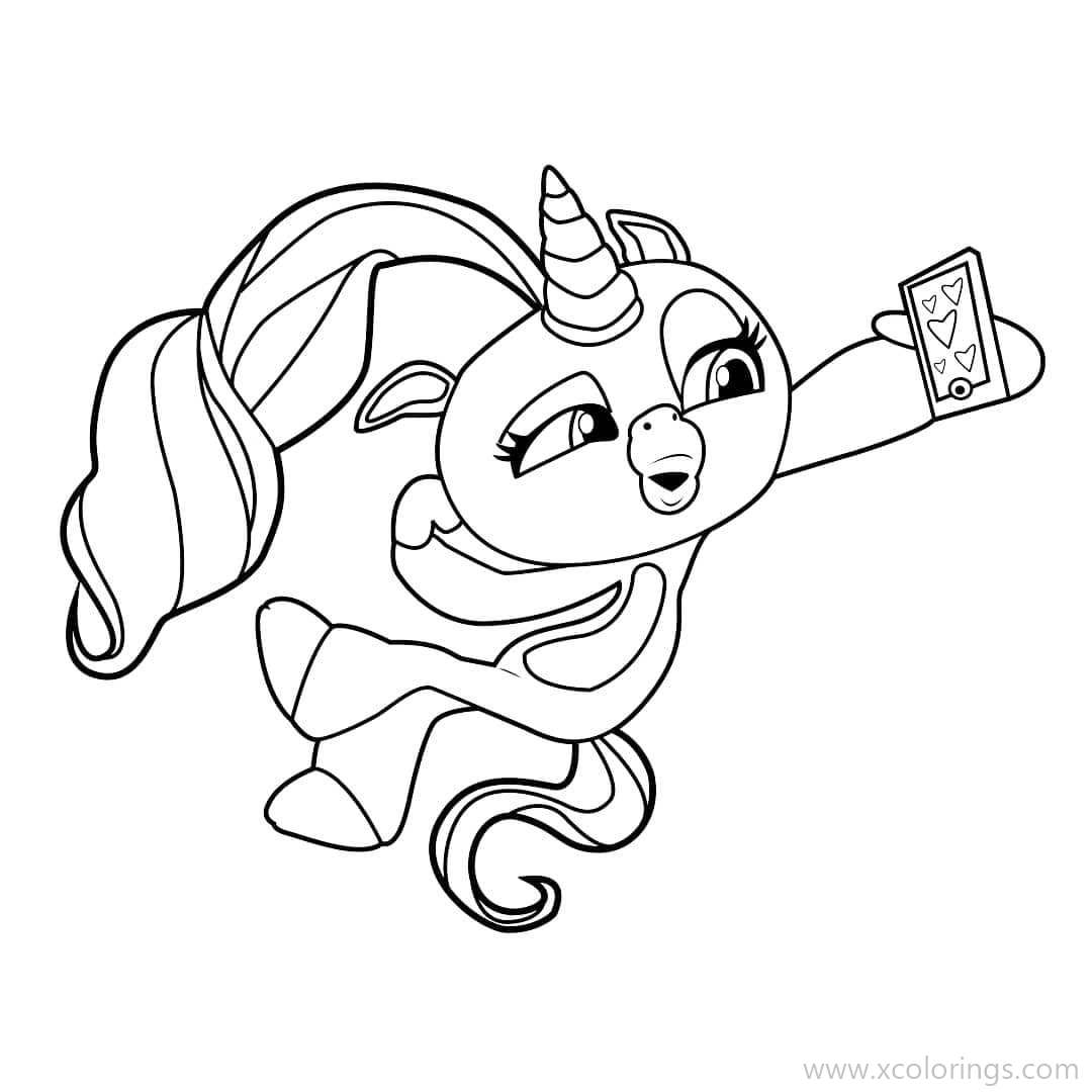 Free Fingerlings Coloring Pages Unicorn Taking A Selfie printable