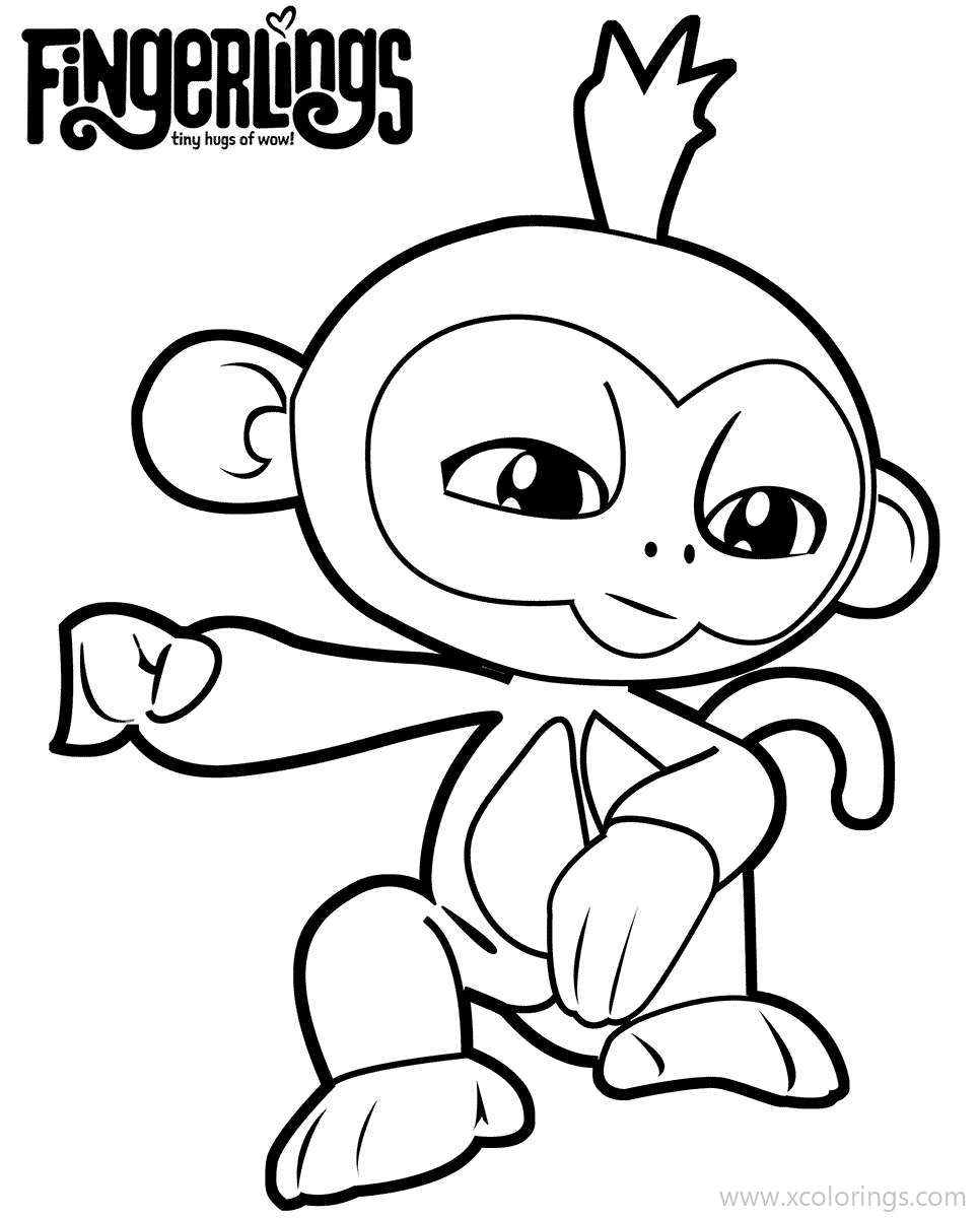 Free Fingerlings Toy Colouring Pages Monkey printable