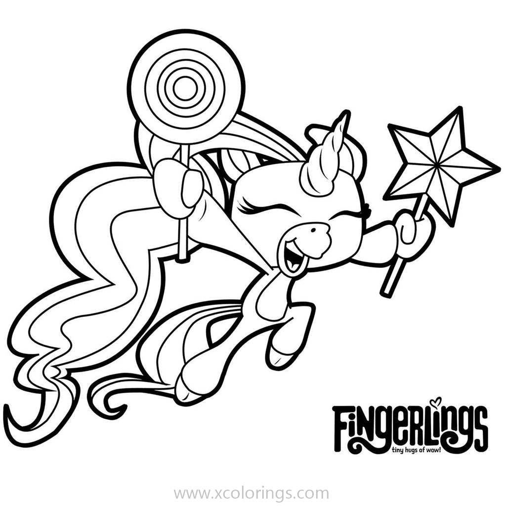 Free Fingerlings Unicorn Coloring Pages Gigi with Lollipop printable