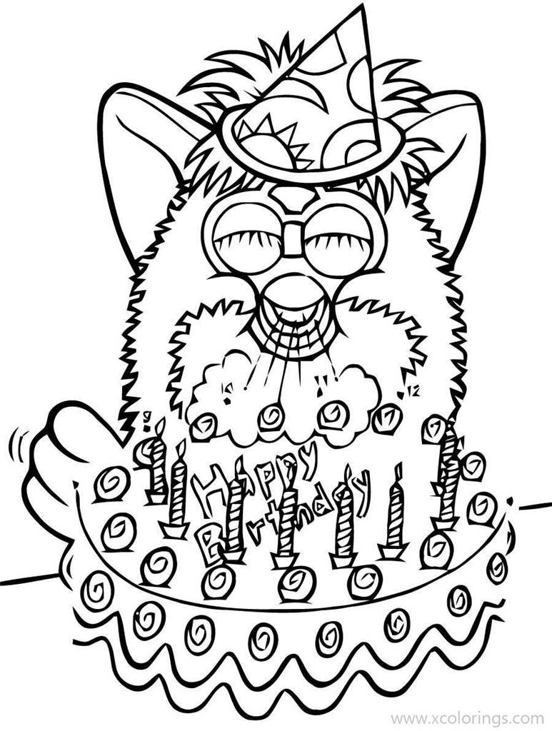 Free Furby Birthday Coloring Pages printable