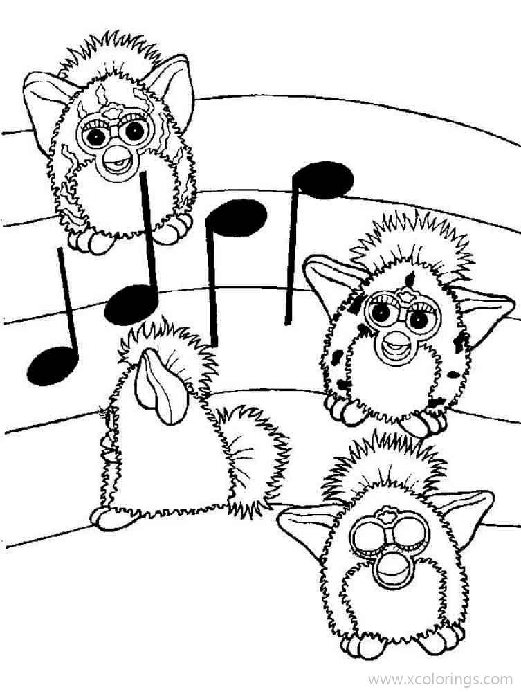 Free Furby Coloring Pages Dancing with Music printable