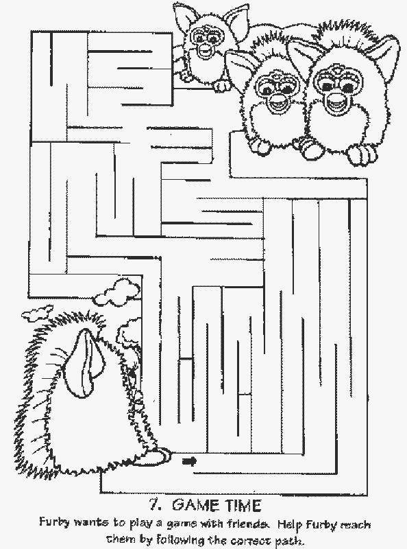 Free Furby Coloring Pages Maze Activity printable