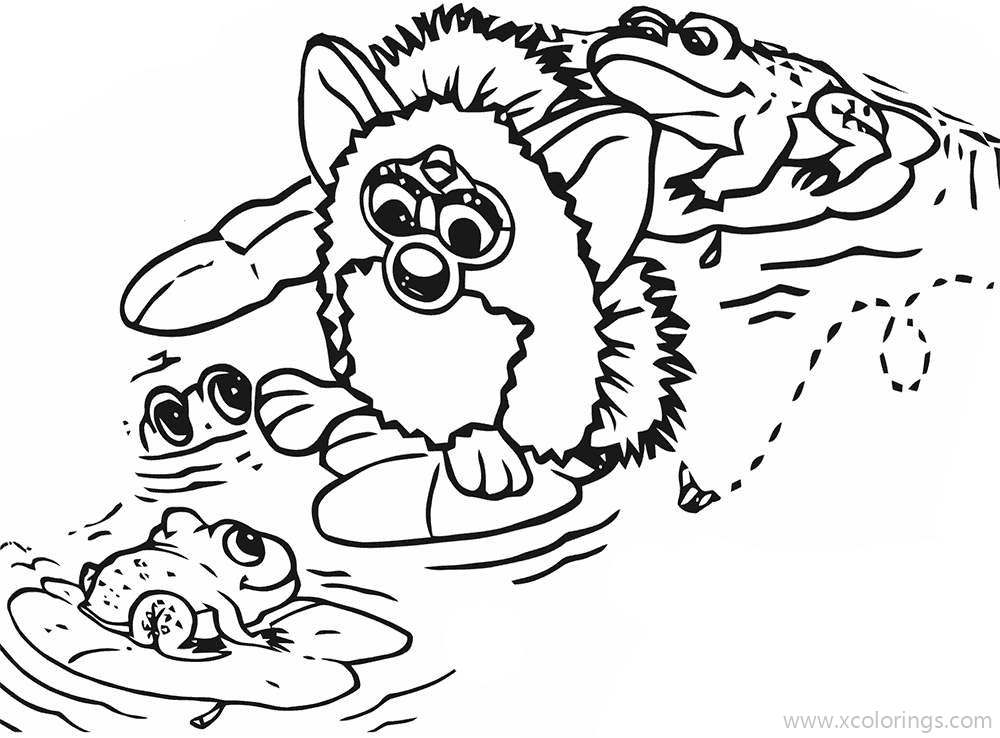 Free Furby Coloring Pages Play with Frogs printable