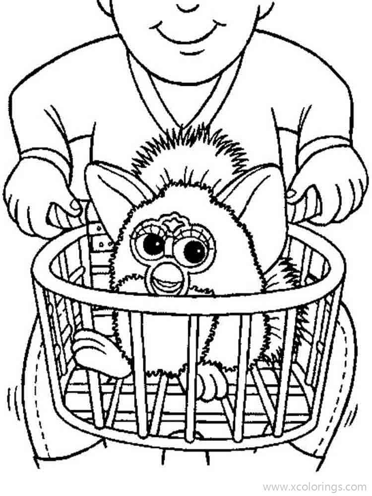 Free Furby in Basket Coloring Pages printable