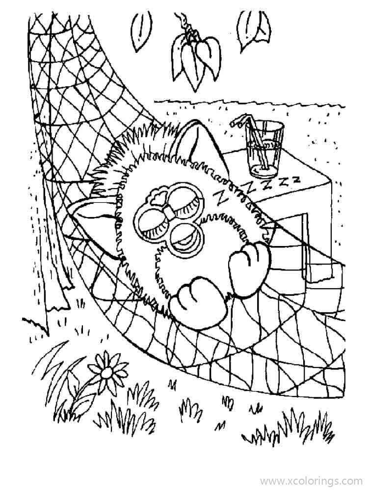 Free Furby is Camping Coloring Pages printable
