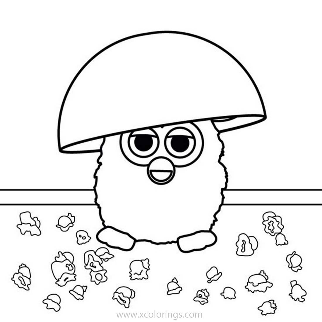 Free Furby with A Bowl Coloring Pages printable