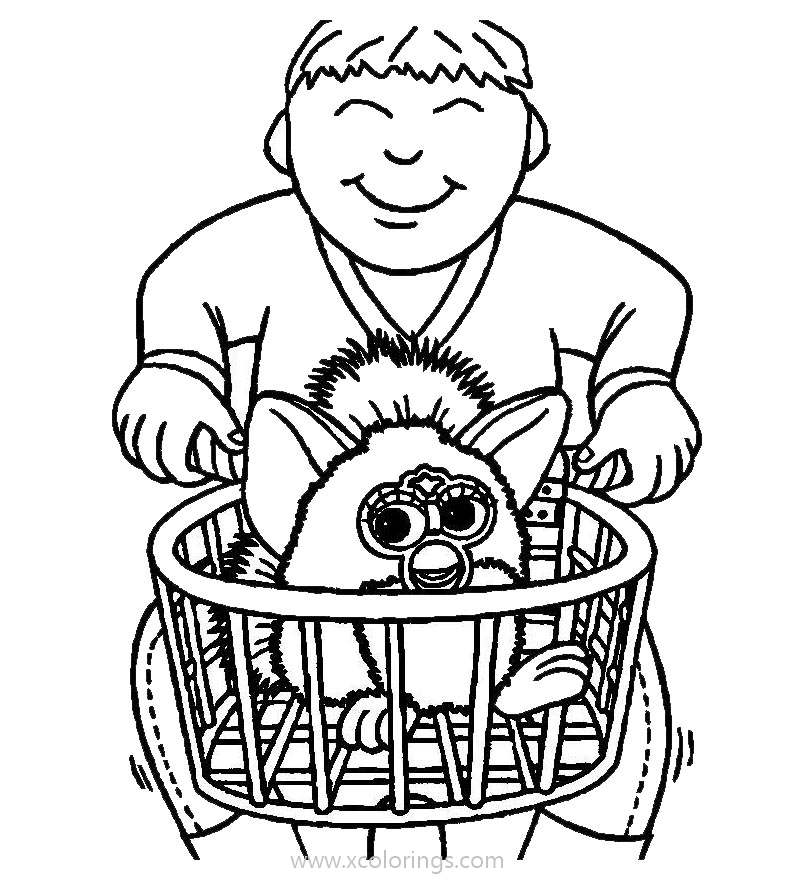 Free Furby with Boy Coloring Pages printable