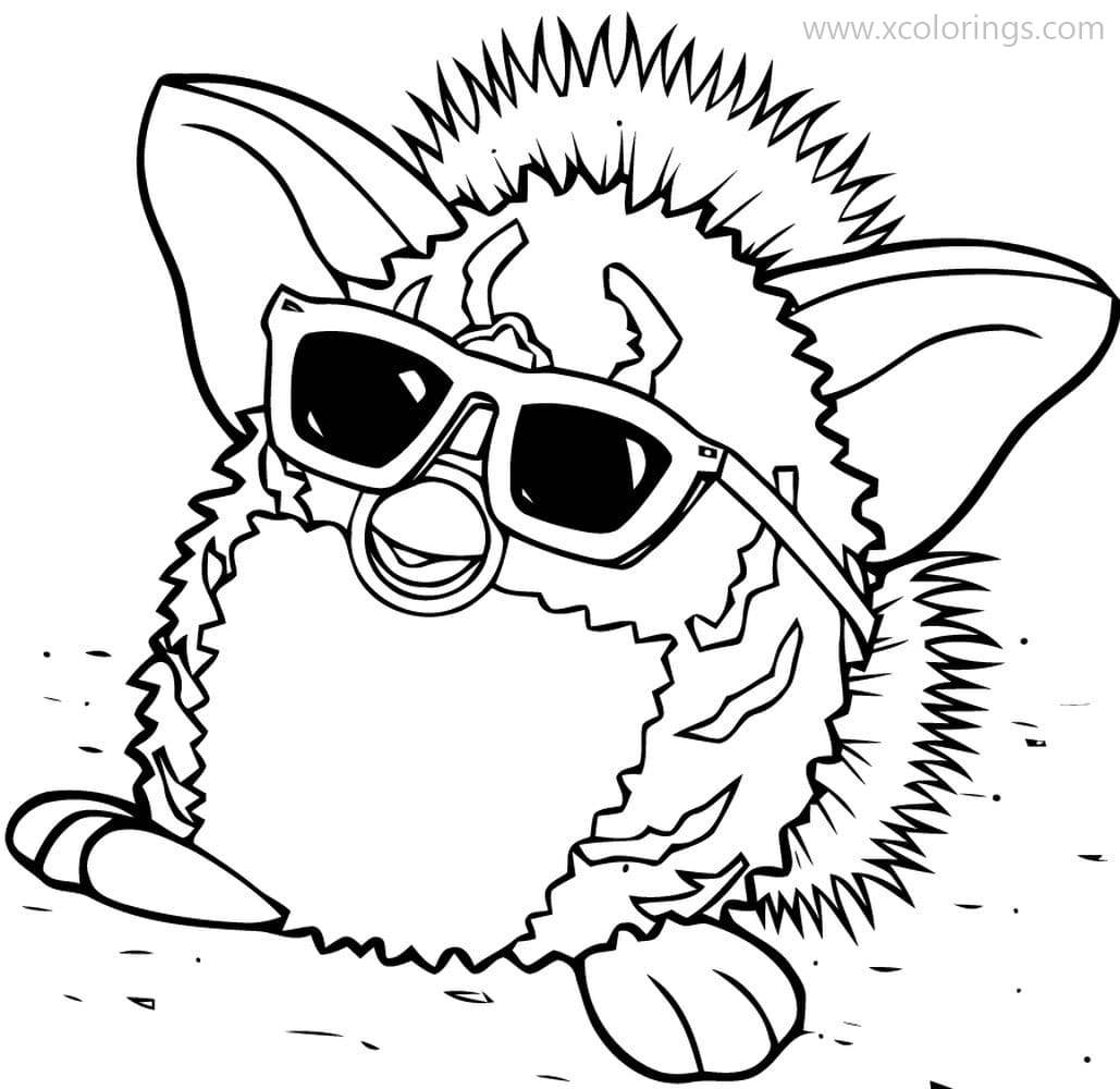 Free Furby with Sunglasses Coloring Pages printable