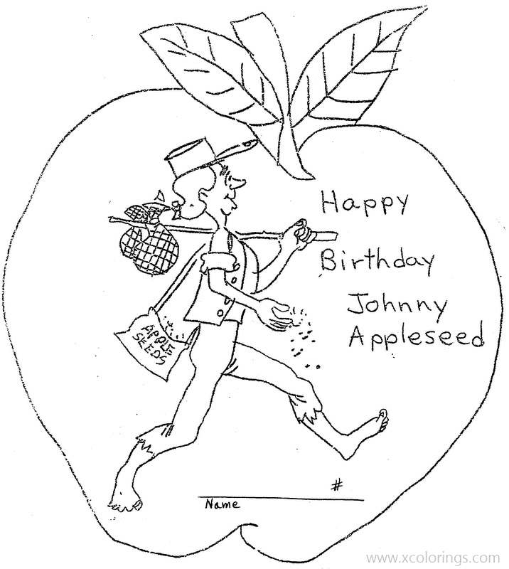 Free Happy Birthday Johnny Appleseed Coloring Pages printable