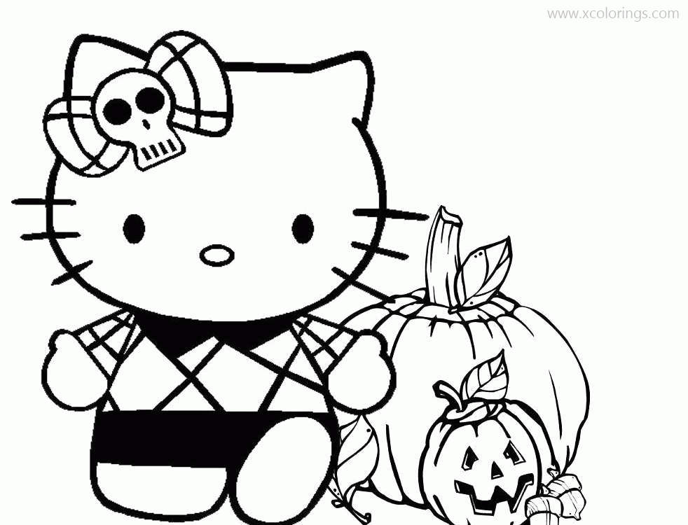 Free Hello Kitty Halloween Bow Coloring Pages printable