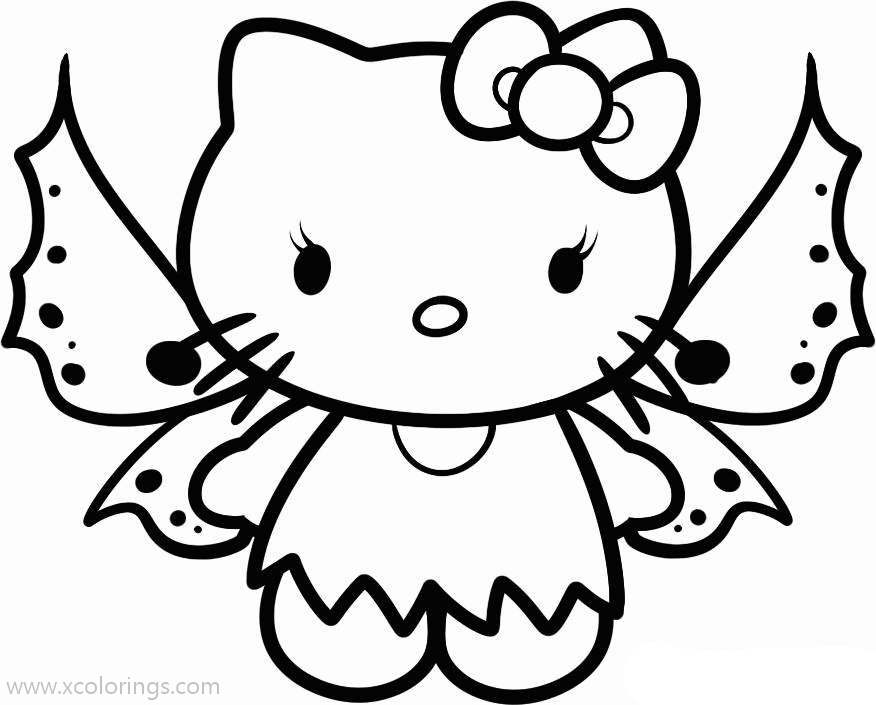 Free Hello Kitty Halloween Coloring Pages Butterfly printable