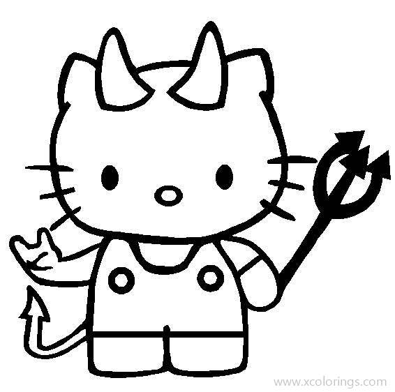 Hello Kitty Halloween Coloring Pages Flying - XColorings.com