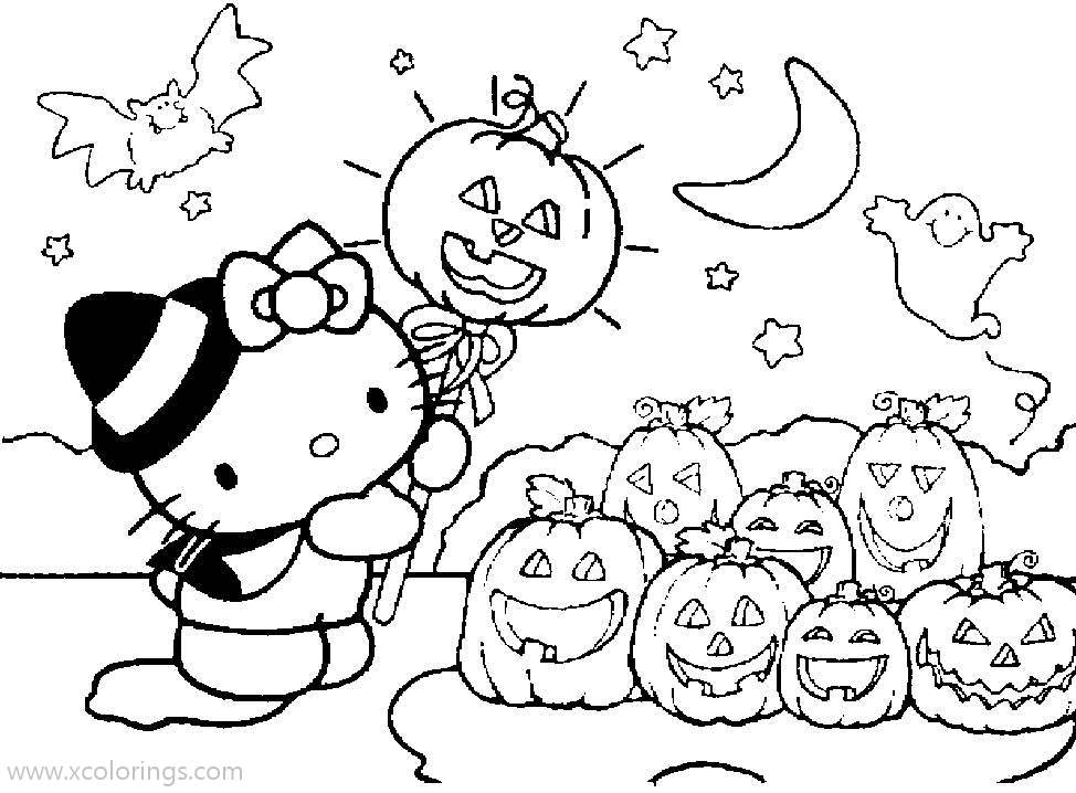 Free Hello Kitty Halloween Coloring Pages Jack O Lantern printable