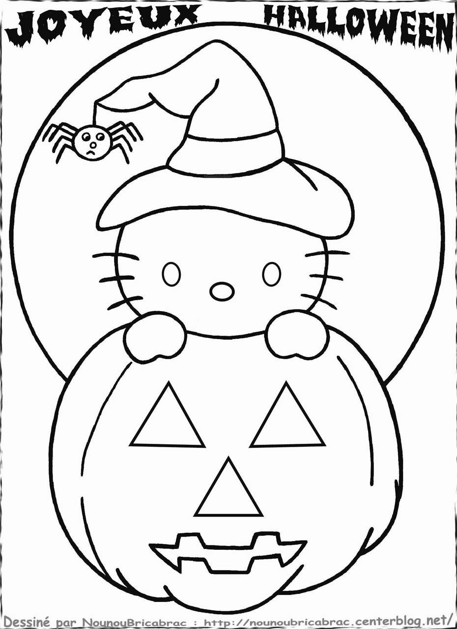Free Hello Kitty Halloween Coloring Pages Kitty with Pumpkin printable