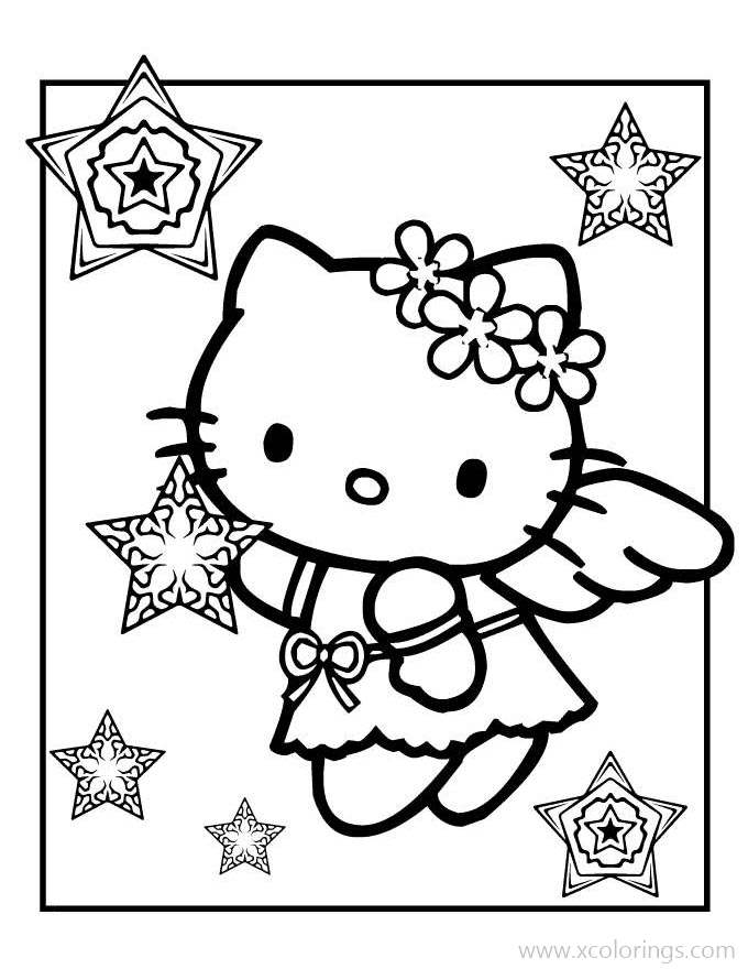 Free Hello Kitty Halloween Coloring Pages Kitty with Wings printable