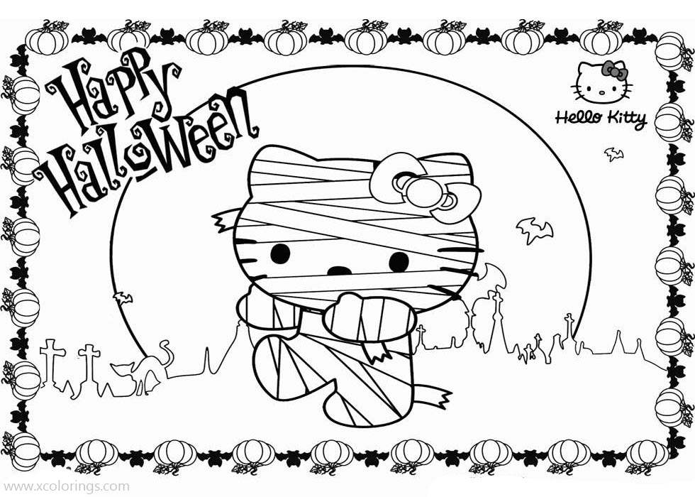 Free Hello Kitty Halloween Coloring Pages Mummy printable