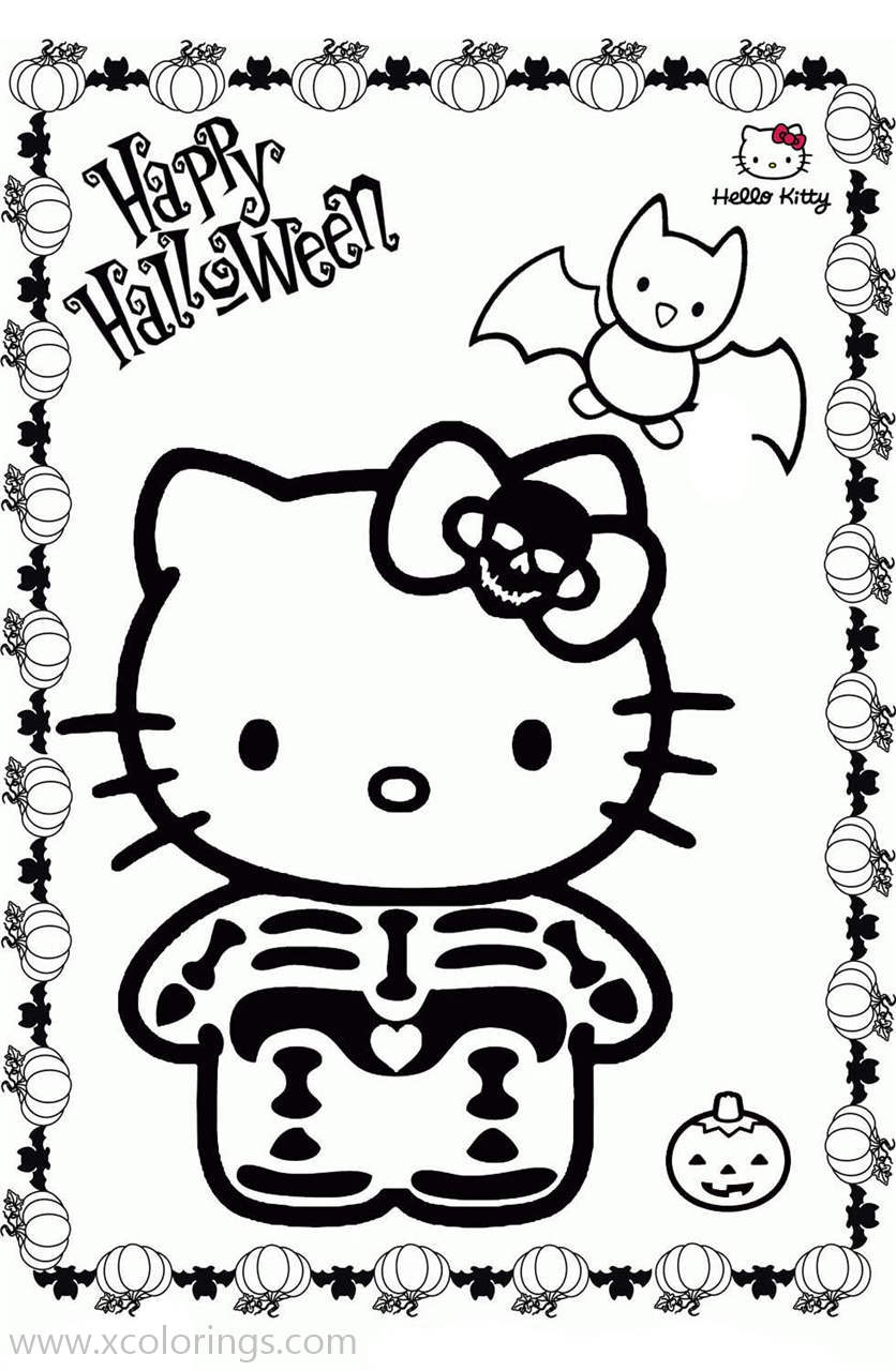 Free Hello Kitty Halloween Coloring Pages Skeleton Kitty printable
