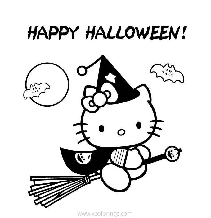 Free Hello Kitty Happy Halloween Coloring Pages Printable printable