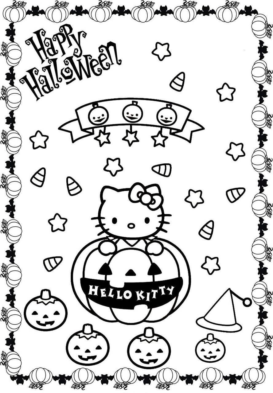 Free Hello Kitty Happy Halloween Coloring Pages printable
