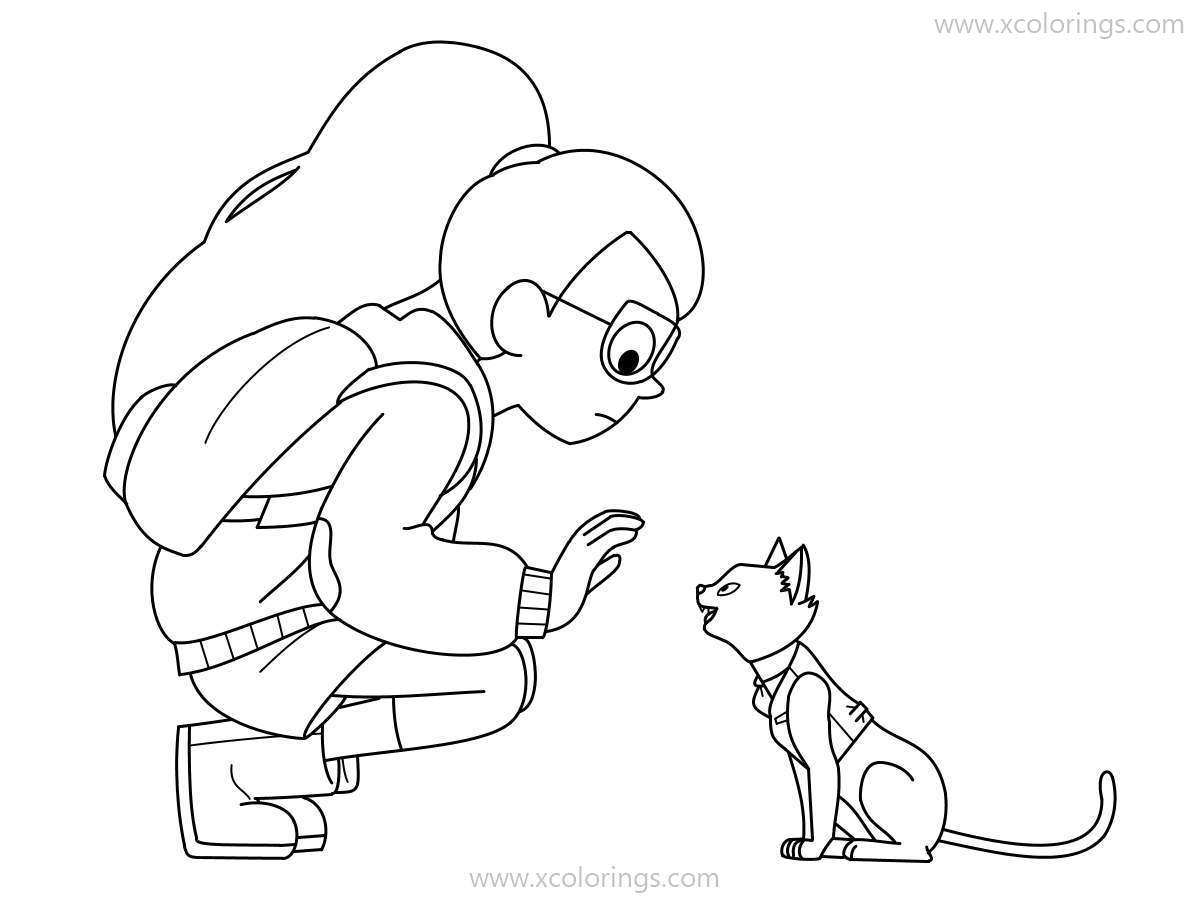 Free Infinity Train Coloring Pages Tulip Olsen with Cat printable