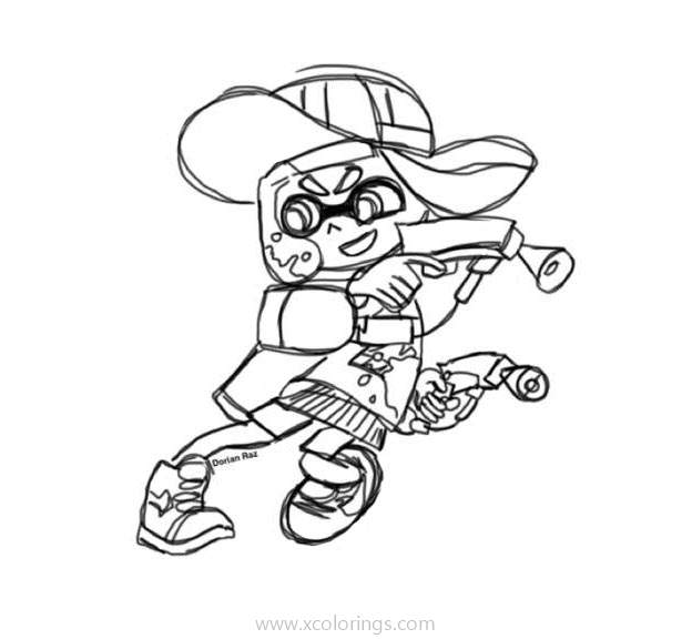 Inkling Girl from Splatoon 2 Coloring Pages - XColorings.com