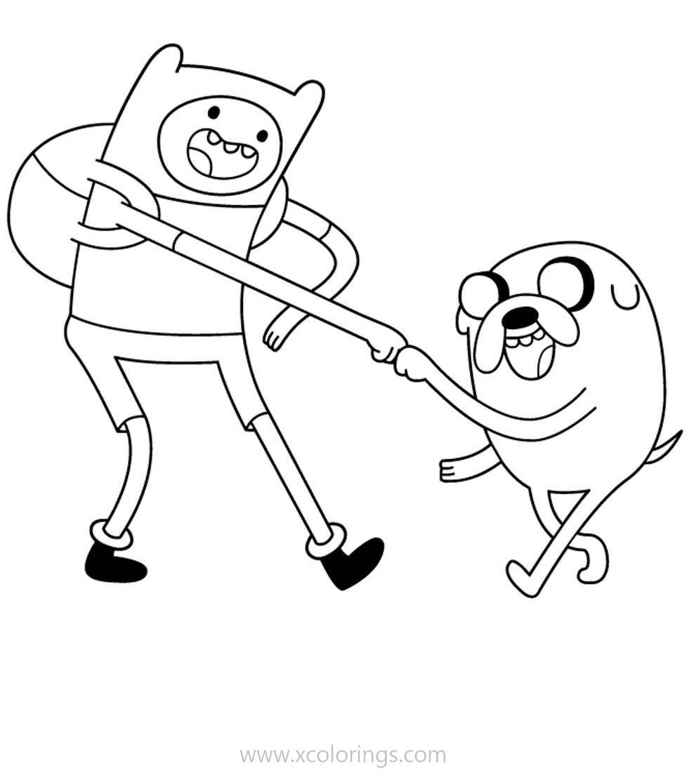Free Jake and Finn from Adventure Time Coloring Pages printable