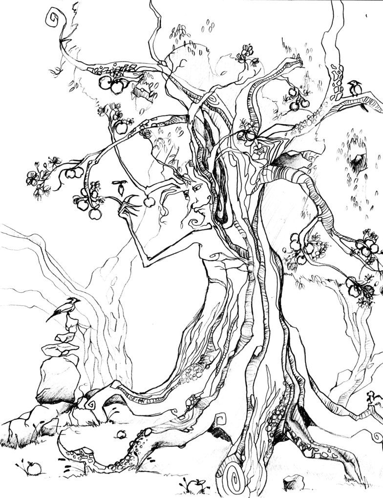 Free Johnny Appleseed Coloring Pages An Old Apple Tree Elf printable