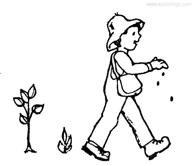 Free Johnny Appleseed Coloring Pages Planting the Seeds printable