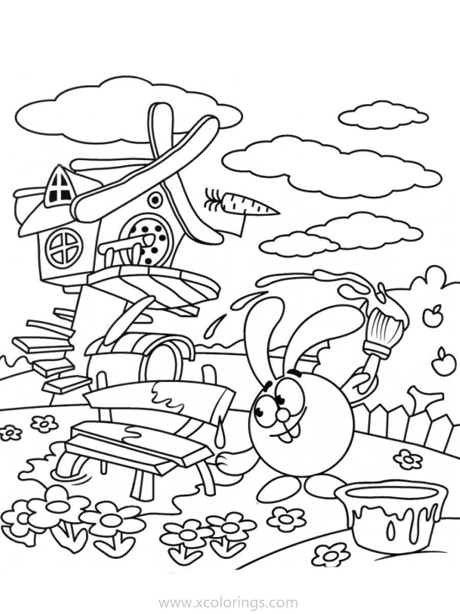 Free Kikoriki Coloring Pages Jumpy Painting the Chair printable
