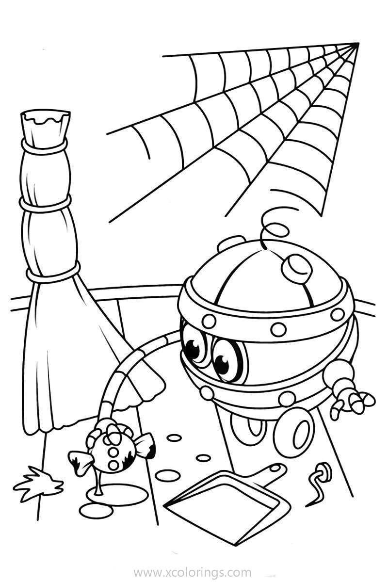 Free Kikoriki Coloring Pages Robot Cleaning The Floor printable