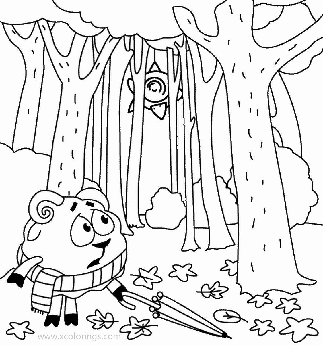 Free Kikoriki Coloring Pages Wally Lost in the Woods printable