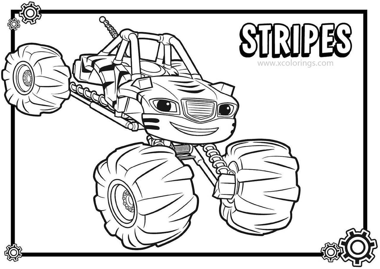 Free Monster Truck Stripes Coloring Pages printable