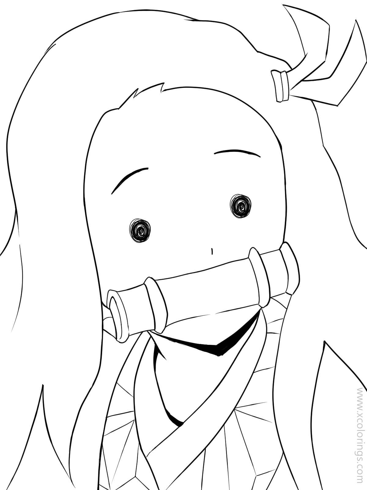 Printable Coloring Nezuko Coloring Pages