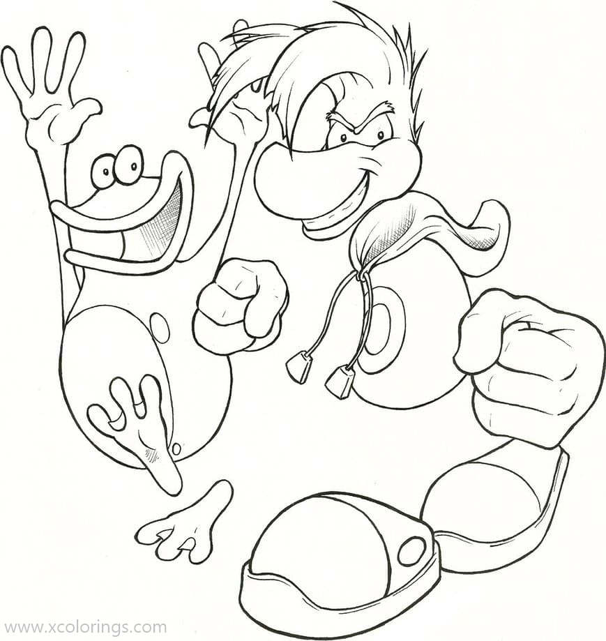 Free Rayman and Frog Coloring Pages printable