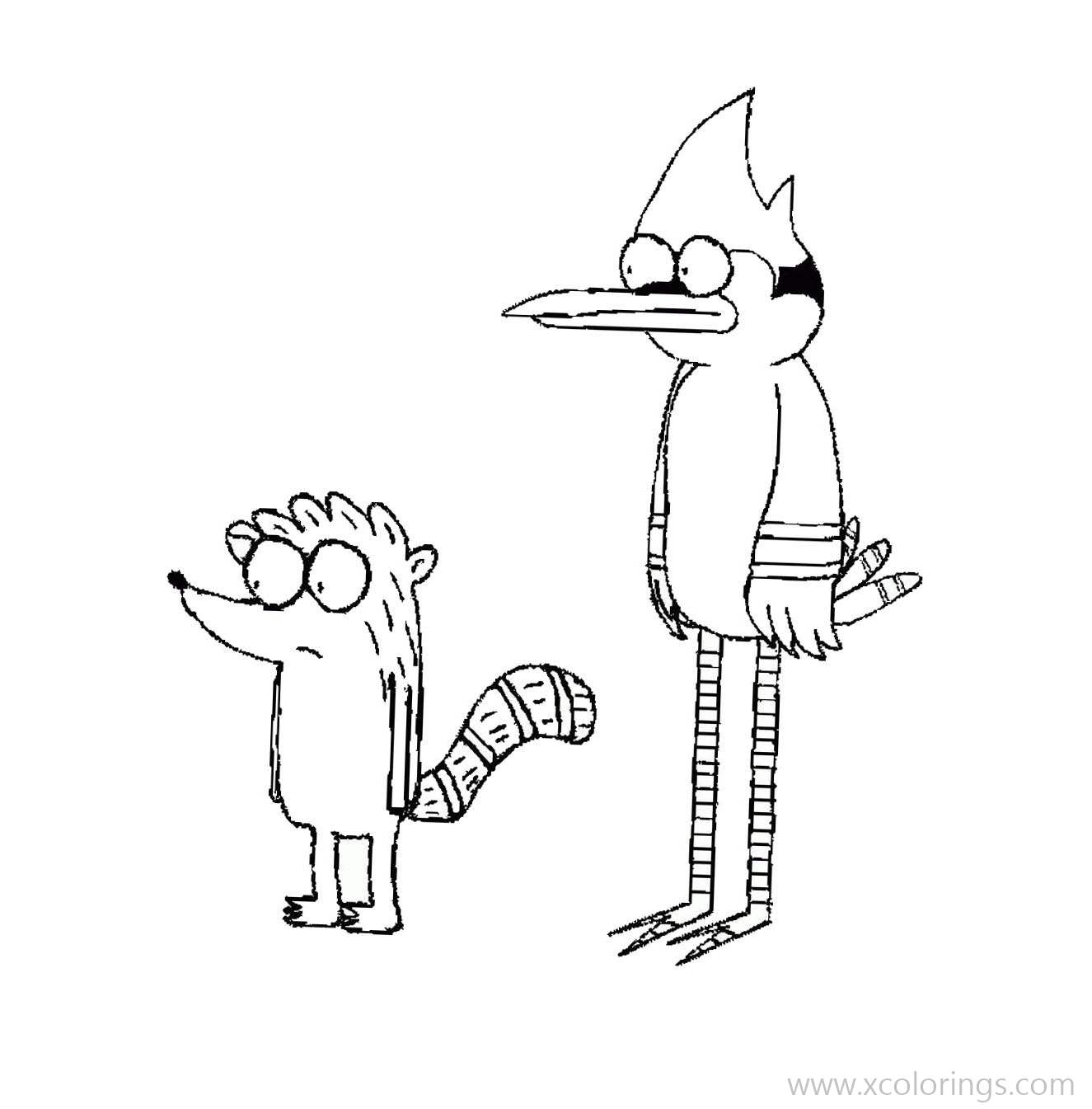 Free Regular Show Coloring Pages Characters Rigby and Mordecai printable