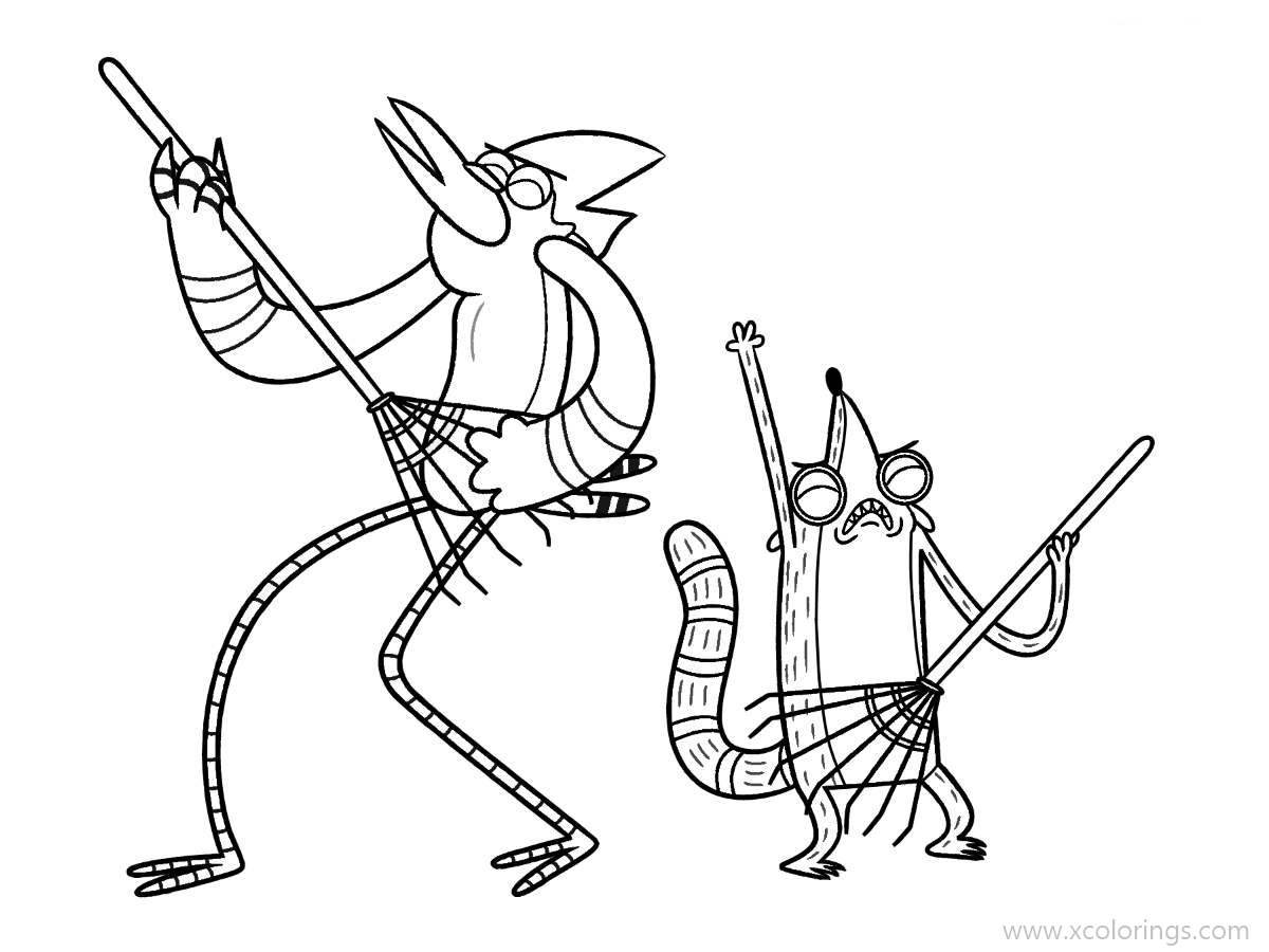 Free Regular Show Coloring Pages Mordecai And Rigby Are Dancing printable