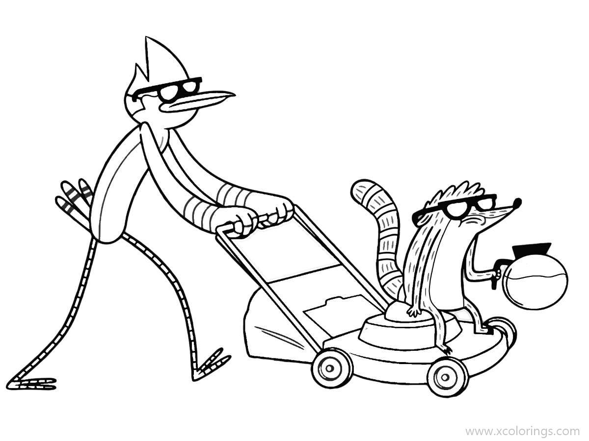 Free Regular Show Coloring Pages Mordecai And Rigby Are Friends printable